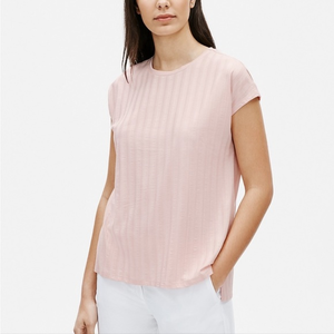 Eileen Fisher pink Wide Rib Stretch Crew Neck‎ Top XL EUC (85)